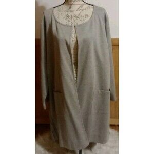 Kate & Mallory LS Jacket Plus Sz 3X Gray Pleated Back Unique Dressy EUC